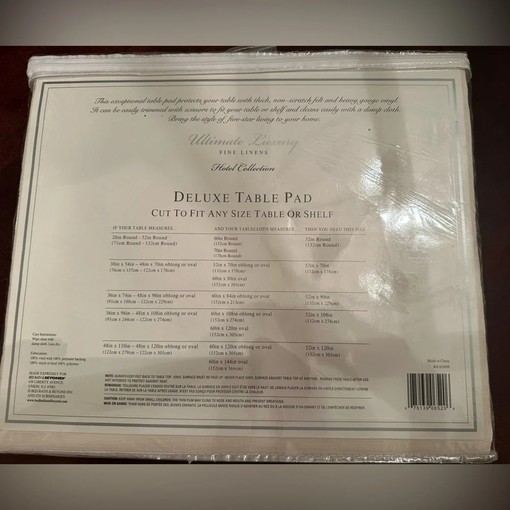 Ultimate Luxe Fine Linens Deluxe Table Pad NWT